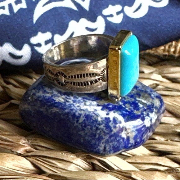 Sleeping beauty turquoise statement gem ring/Navajo turquoise ring/protection - Picture 2 of 11